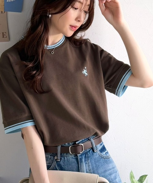 classicalelf（クラシカルエルフ）の「1枚で決まるから、つい手に取りたくなる。鹿の子素材 胸刺繍ルーズポロT（半袖）（Tシャツ/カットソー・レディース・ネイビー/ブラウン/アイボリー/ブラック/イエロー・X-LARGE/SMALL/MEDIUM/LARGE）」の21枚目の写真