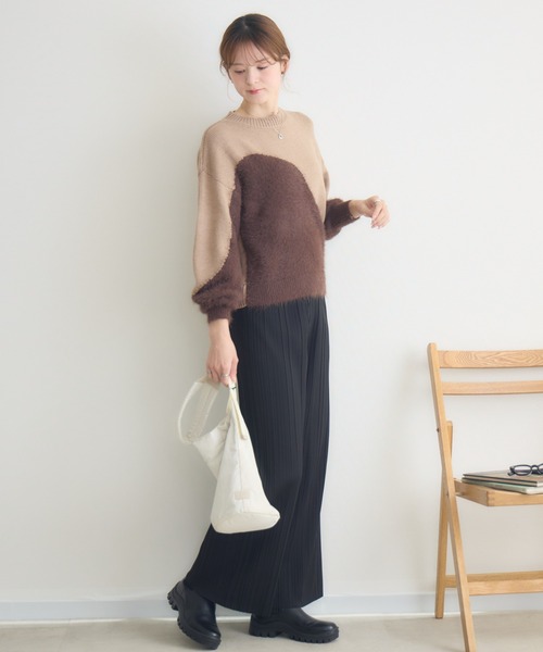 KATHARINE ROSS（キャサリンロス）の「【KATHARINE ROSS】5Gフェザー切替プルオーバー（ニット/セーター・レディース・ベージュ/モカ/オフホワイト・FREE）」の6枚目の写真