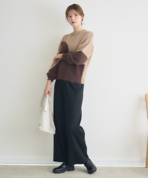 KATHARINE ROSS（キャサリンロス）の「【KATHARINE ROSS】5Gフェザー切替プルオーバー（ニット/セーター・レディース・ベージュ/モカ/オフホワイト・FREE）」の5枚目の写真