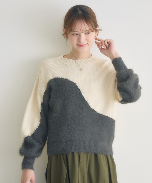 KATHARINE ROSS（キャサリンロス）の「【KATHARINE ROSS】5Gフェザー切替プルオーバー（ニット/セーター・レディース・ベージュ/モカ/オフホワイト・FREE）」の21枚目の写真