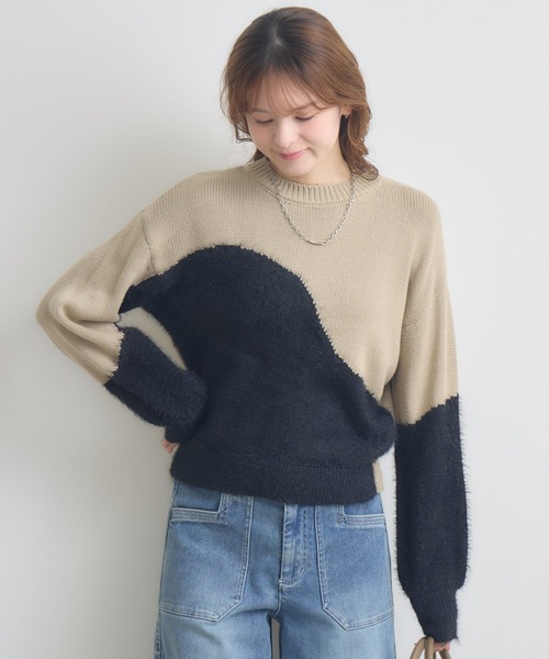 KATHARINE ROSS（キャサリンロス）の「【KATHARINE ROSS】5Gフェザー切替プルオーバー（ニット/セーター・レディース・ベージュ/モカ/オフホワイト・FREE）」の15枚目の写真