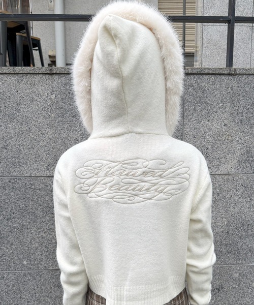 Judin（ジュディン）の「Embroidered fur knit hoodie【JD】（ニット/セーター・レディース・ホワイト/グレー/ベージュ・FREE）」の20枚目の写真