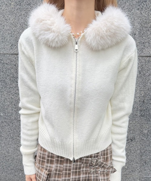 Judin（ジュディン）の「Embroidered fur knit hoodie【JD】（ニット/セーター・レディース・ホワイト/グレー/ベージュ・FREE）」の19枚目の写真