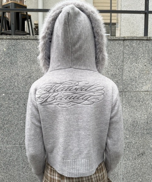 Judin（ジュディン）の「Embroidered fur knit hoodie【JD】（ニット/セーター・レディース・ホワイト/グレー/ベージュ・FREE）」の14枚目の写真