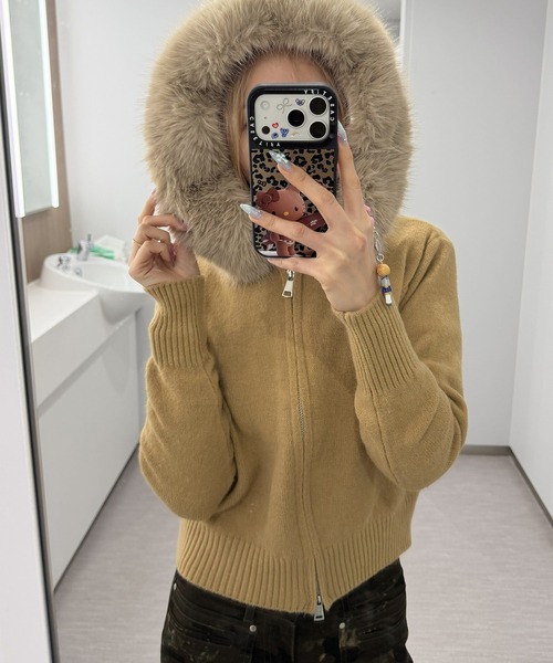 Judin（ジュディン）の「Embroidered fur knit hoodie【JD】（ニット/セーター・レディース・ホワイト/グレー/ベージュ・FREE）」の21枚目の写真