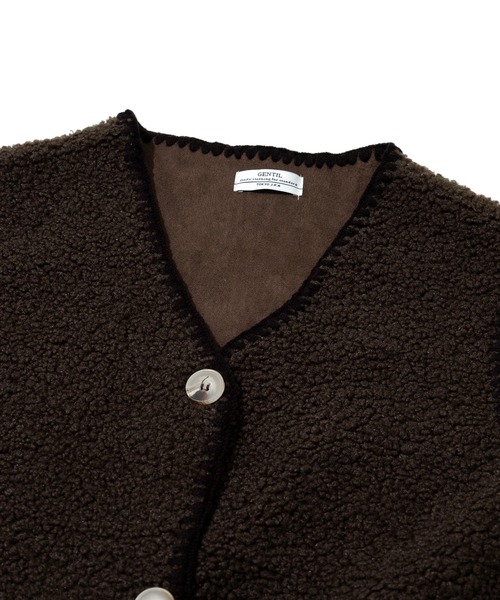 go slow caravan（ゴースローキャラバン）の「GENTIL/ジャンティー　ブランケットSt x ボアベスト（ベスト・レディース・ピンク/ブラウン・FREE）」の3枚目の写真