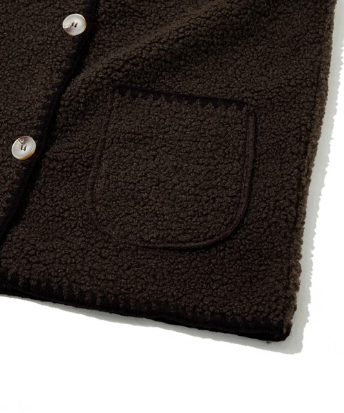 go slow caravan（ゴースローキャラバン）の「GENTIL/ジャンティー　ブランケットSt x ボアベスト（ベスト・レディース・ピンク/ブラウン・FREE）」の6枚目の写真