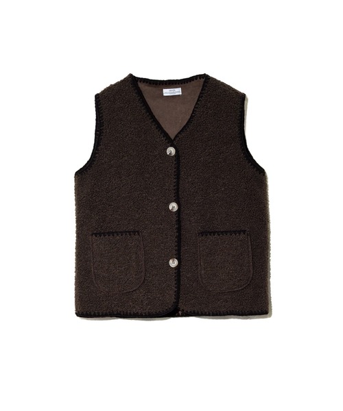 go slow caravan（ゴースローキャラバン）の「GENTIL/ジャンティー　ブランケットSt x ボアベスト（ベスト・レディース・ピンク/ブラウン・FREE）」の9枚目の写真