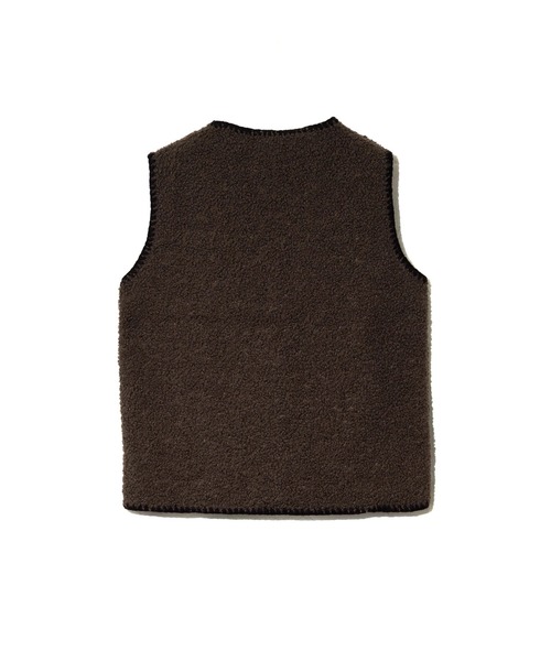 go slow caravan（ゴースローキャラバン）の「GENTIL/ジャンティー　ブランケットSt x ボアベスト（ベスト・レディース・ピンク/ブラウン・FREE）」の10枚目の写真