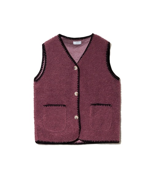 go slow caravan（ゴースローキャラバン）の「GENTIL/ジャンティー　ブランケットSt x ボアベスト（ベスト・レディース・ピンク/ブラウン・FREE）」の11枚目の写真