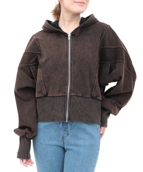 チチカカ（チチカカ）の「Orale! 裏毛ケミカル切替ジップパーカー（パーカー・レディース・ブラック/ブルー・FREE）」の6枚目の写真