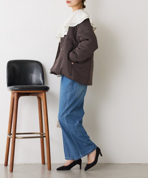 Jena espace merveilleux（ジェナ　エスパスメルヴェイユ）の「【軽量】キルティングラインジャケット（ノーカラージャケット・レディース・アイボリー/ブラウン・FREE）」の15枚目の写真