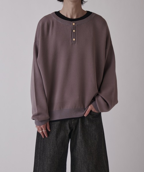 Lui's（ルイス）の「レイヤードヘンリー（ニット/セーター・メンズ・ネイビー/グレー/ブラック・M/S）」の2枚目の写真