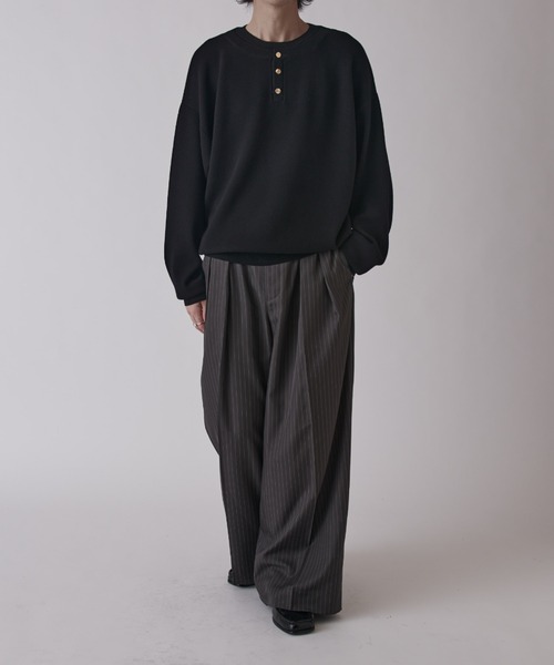 Lui's（ルイス）の「レイヤードヘンリー（ニット/セーター・メンズ・ネイビー/グレー/ブラック・M/S）」の14枚目の写真