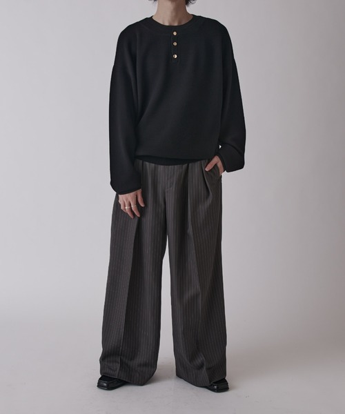 Lui's（ルイス）の「レイヤードヘンリー（ニット/セーター・メンズ・ネイビー/グレー/ブラック・M/S）」の22枚目の写真