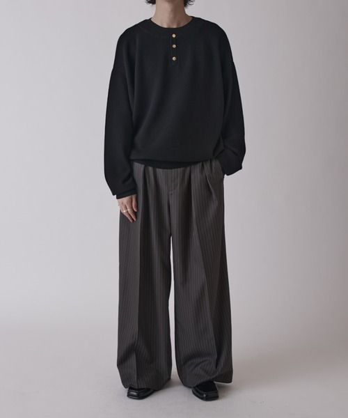 Lui's（ルイス）の「レイヤードヘンリー（ニット/セーター・メンズ・ネイビー/グレー/ブラック・M/S）」の13枚目の写真