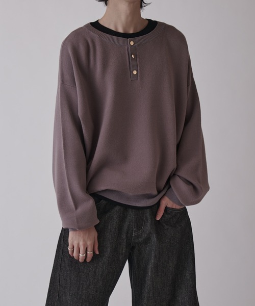 Lui's（ルイス）の「レイヤードヘンリー（ニット/セーター・メンズ・ネイビー/グレー/ブラック・M/S）」の15枚目の写真