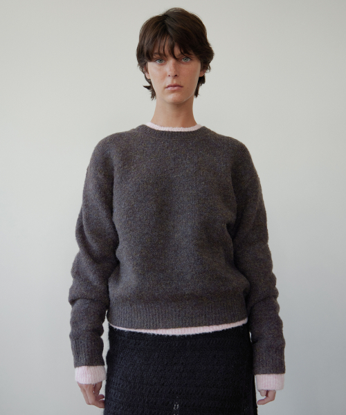 Pullover Round Wool Knit - Multi brown