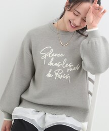 【洗濯機可/S-LL】裾スカラップが差がつく コード刺繍ロゴニット