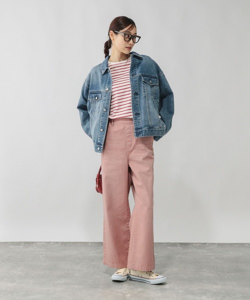 GLOBAL WORK(グローバルワーク)の「GOODデニムカラーイージーパンツ/632974(デニムパンツ・レディース・ベージュ/ブラウン/ピンク/ラベンダー・SMALL/MEDIUM/LARGE/X-SMALL)」の5枚目の写真