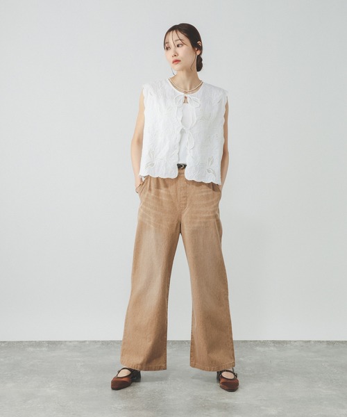 GLOBAL WORK(グローバルワーク)の「GOODデニムカラーイージーパンツ/632974(デニムパンツ・レディース・ベージュ/ブラウン/ピンク/ラベンダー・SMALL/MEDIUM/LARGE/X-SMALL)」の6枚目の写真