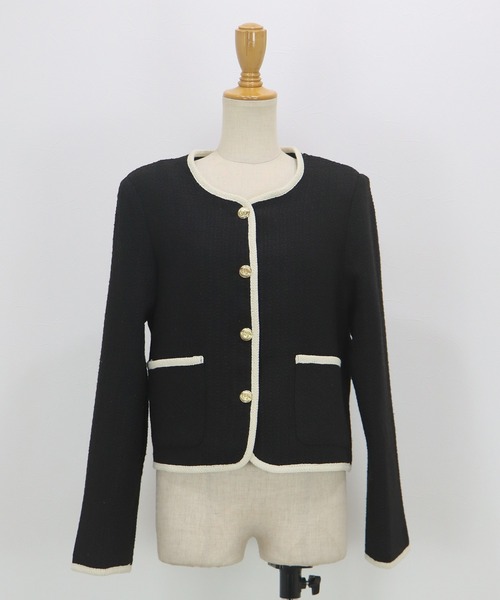 バイカラーパイピングジャケット（ノーカラージャケット）｜BLUEEAST