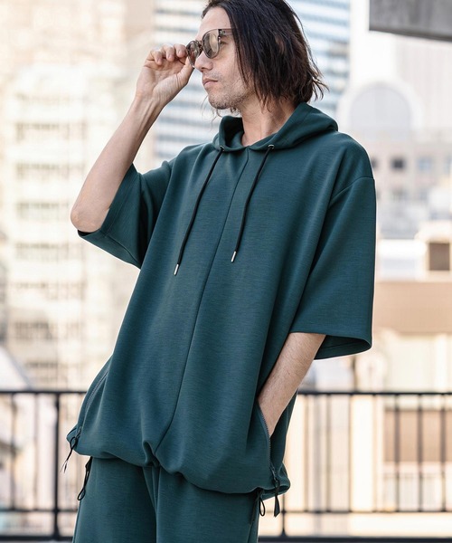 CAMBIO(カンビオ)の「mpa4039-Lyocell Blend Lightweight Cardboard Knit Short Sleeve Zip Parka 半袖パーカー(S65426cmb)(パーカー・メンズ・ブラック/ダークブルー/チャコール/キナリ・S/M/L)」の18枚目の写真