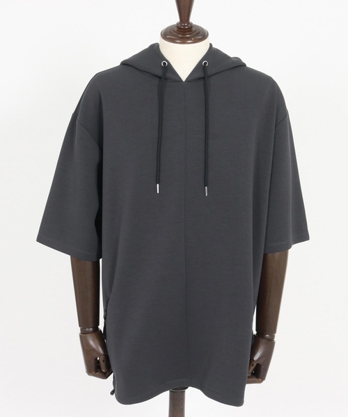 CAMBIO(カンビオ)の「mpa4039-Lyocell Blend Lightweight Cardboard Knit Short Sleeve Zip Parka 半袖パーカー(S65426cmb)(パーカー・メンズ・ブラック/ダークブルー/チャコール/キナリ・S/M/L)」の22枚目の写真