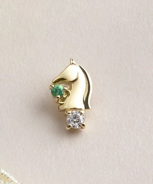 TAKE-UP(テイクアップ)の「【 Solo Pierce】K18・K10 チェス 騎士( ナイト) ハーフピアス(ピアス(片耳用)・レディース・イエローゴールド・FREE)」の1枚目の写真