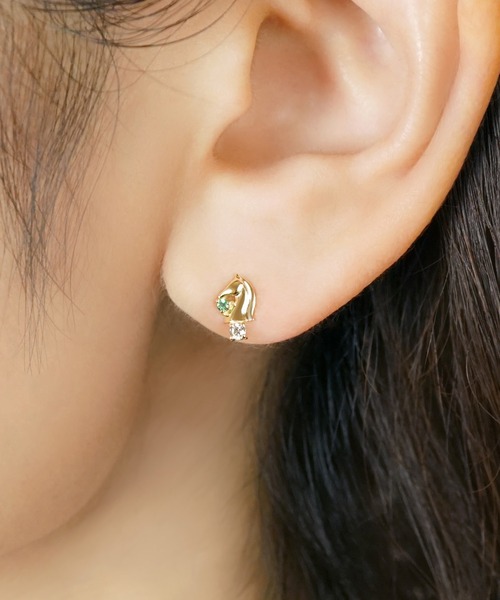 TAKE-UP(テイクアップ)の「【 Solo Pierce】K18・K10 チェス 騎士( ナイト) ハーフピアス(ピアス(片耳用)・レディース・イエローゴールド・FREE)」の6枚目の写真