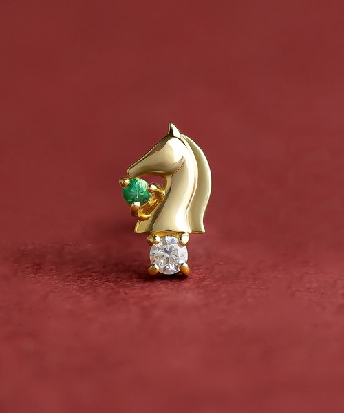 TAKE-UP(テイクアップ)の「【 Solo Pierce】K18・K10 チェス 騎士( ナイト) ハーフピアス(ピアス(片耳用)・レディース・イエローゴールド・FREE)」の2枚目の写真