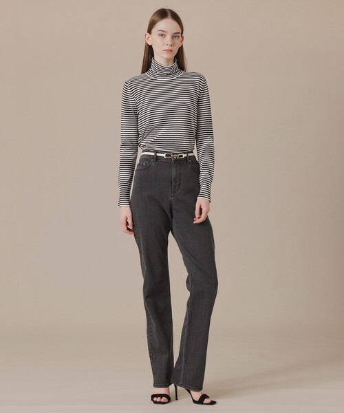 MACKINTOSH LONDON(マッキントッシュ ロンドン)の「【SUPER FINE LAB.】メルテッドサウラコットンタートルネックプルオーバー(ニット/セーター・レディース・オフホワイト/グレー系その他2/ブラック/チャコールグレー・38)」の7枚目の写真