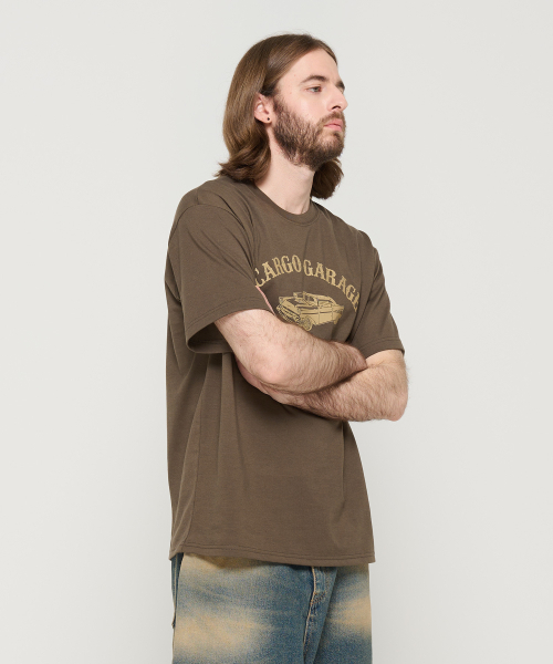CARGOBROS（カーゴブロス）の「オールドカプリンティングロゴオーバー半袖Tシャツ（カーキ）（Tシャツ/カットソー・メンズ・その他・S/M/L/2XL/XL）」の4枚目の写真