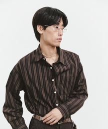 OVER SILHOUETTE PAJAMA SHIRTS (BROWN STRIPE)