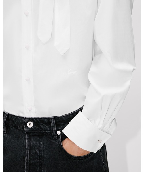 ボウ カラー シャツ イン コットン