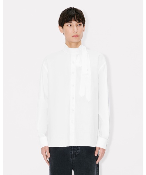 ボウ カラー シャツ イン コットン