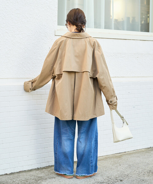 FREAK'S STORE（フリークスストア）の「限定展開　ショート トレンチ（トレンチコート・レディース・ナチュラル/ベージュ/ブラック/オリーブ・ﾌﾘ-）」の20枚目の写真