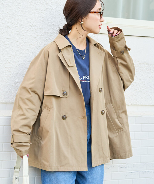 FREAK'S STORE（フリークスストア）の「限定展開　ショート トレンチ（トレンチコート・レディース・ナチュラル/ベージュ/ブラック/オリーブ・ﾌﾘ-）」の21枚目の写真