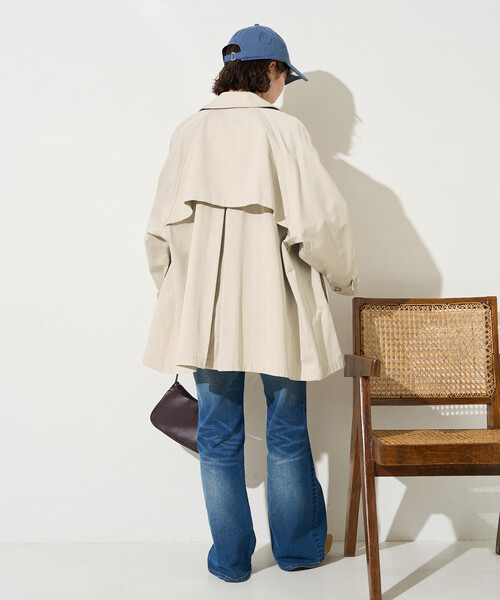 FREAK'S STORE（フリークスストア）の「限定展開　ショート トレンチ（トレンチコート・レディース・ナチュラル/ベージュ/ブラック/オリーブ・ﾌﾘ-）」の6枚目の写真