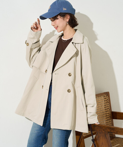 FREAK'S STORE（フリークスストア）の「限定展開　ショート トレンチ（トレンチコート・レディース・ナチュラル/ベージュ/ブラック/オリーブ・ﾌﾘ-）」の7枚目の写真