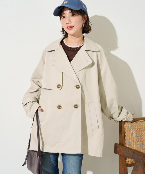FREAK'S STORE（フリークスストア）の「限定展開　ショート トレンチ（トレンチコート・レディース・ナチュラル/ベージュ/ブラック/オリーブ・ﾌﾘ-）」の8枚目の写真