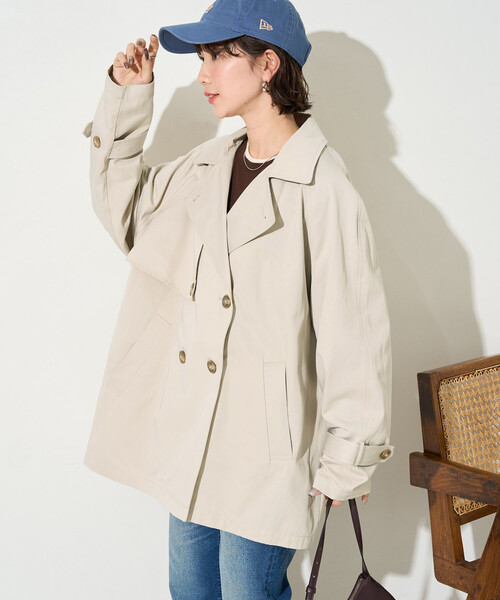 FREAK'S STORE（フリークスストア）の「限定展開　ショート トレンチ（トレンチコート・レディース・ナチュラル/ベージュ/ブラック/オリーブ・ﾌﾘ-）」の9枚目の写真