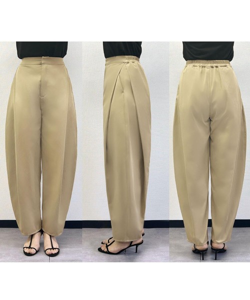 ELFRANK（エルフランク）の「【2026SS】ボックスプリーツ カーブパンツ ワイドパンツ《着用動画あり》（その他パンツ・レディース・ベージュ/チャコールグレー・L/M/S）」の4枚目の写真