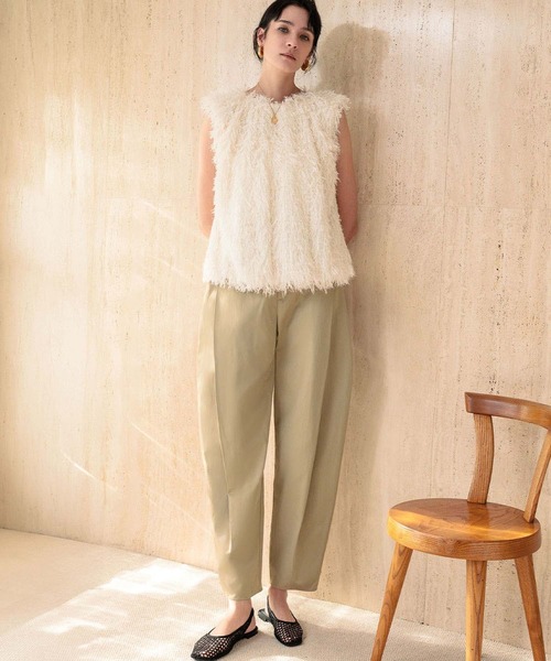 ELFRANK（エルフランク）の「【2026SS】ボックスプリーツ カーブパンツ ワイドパンツ《着用動画あり》（その他パンツ・レディース・ベージュ/チャコールグレー・L/M/S）」の11枚目の写真