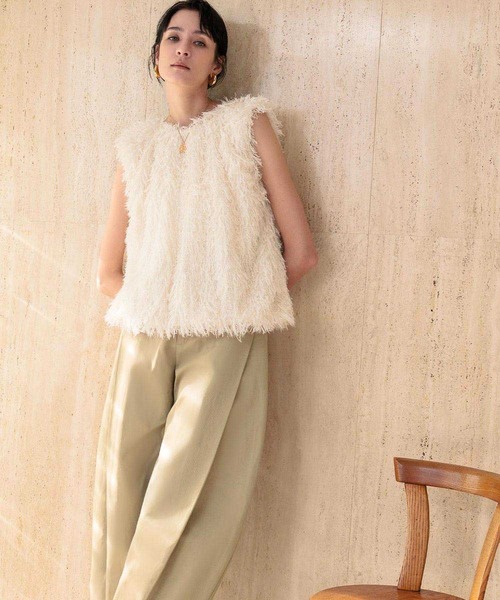 ELFRANK（エルフランク）の「【2026SS】ボックスプリーツ カーブパンツ ワイドパンツ《着用動画あり》（その他パンツ・レディース・ベージュ/チャコールグレー・L/M/S）」の12枚目の写真