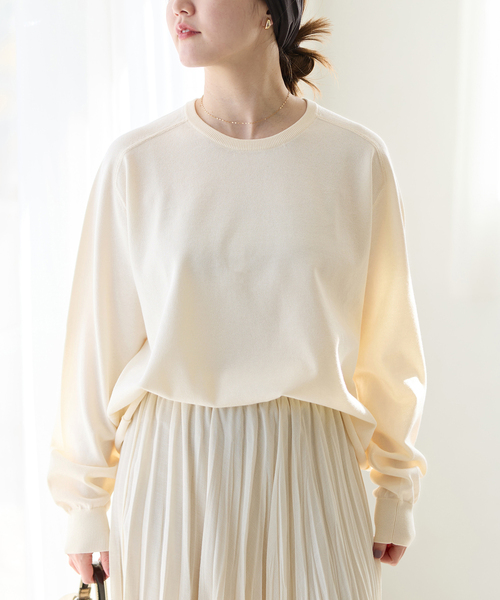 IENA（イエナ）の「《新色あり/追加4》LEVITAコットンプルオーバー（ニット/セーター・レディース・アイボリー/ライトグレー/ブラウン/ラベンダー・FREE）」の19枚目の写真