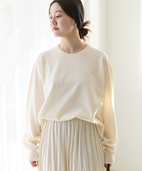 IENA（イエナ）の「《新色あり/追加4》LEVITAコットンプルオーバー（ニット/セーター・レディース・アイボリー/ライトグレー/ブラウン/ラベンダー・FREE）」の20枚目の写真