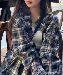 N.s | ネルシャツ ヴィンテージライクデザイン 長袖シャツ カジュアル レギュラーカラー フランネル(シャツ/ブラウス)