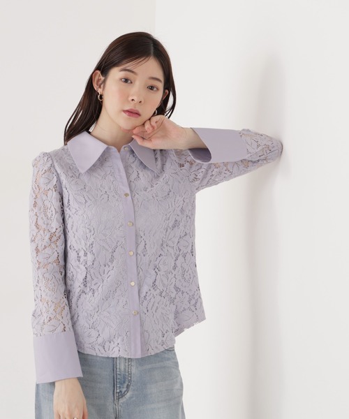 PROPORTION BODY DRESSING（プロポーションボディドレッシング）の「＜ウォッシャブル＞ビック衿レースブラウス / 1216110204（シャツ/ブラウス・レディース・ホワイト系その他/ブラック/ブルー・SMALL/MEDIUM）」の3枚目の写真