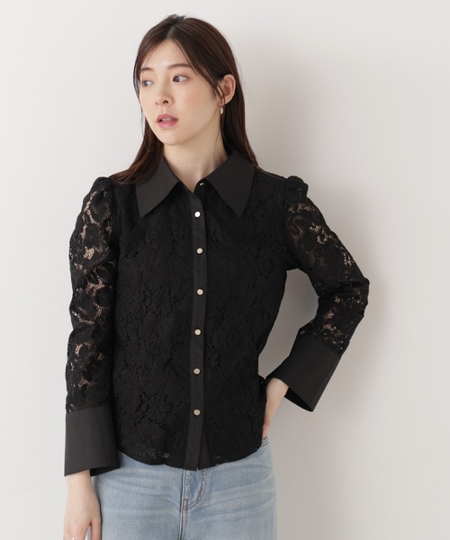 PROPORTION BODY DRESSING（プロポーションボディドレッシング）の「＜ウォッシャブル＞ビック衿レースブラウス / 1216110204（シャツ/ブラウス・レディース・ホワイト系その他/ブラック/ブルー・SMALL/MEDIUM）」の2枚目の写真